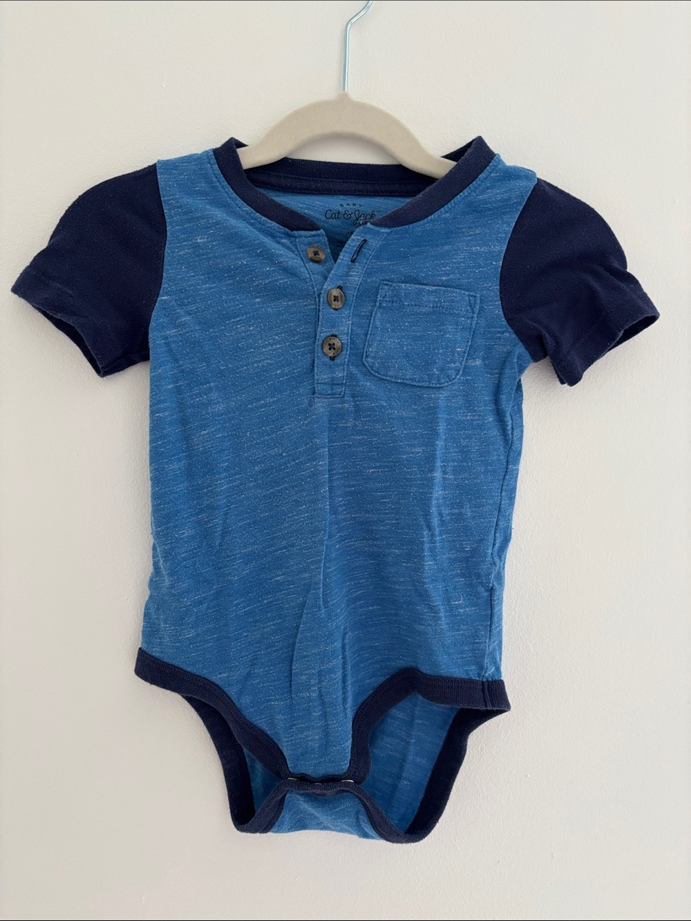 Cat & Jack Blue and Navy Short-Sleeve Henley One-Piece